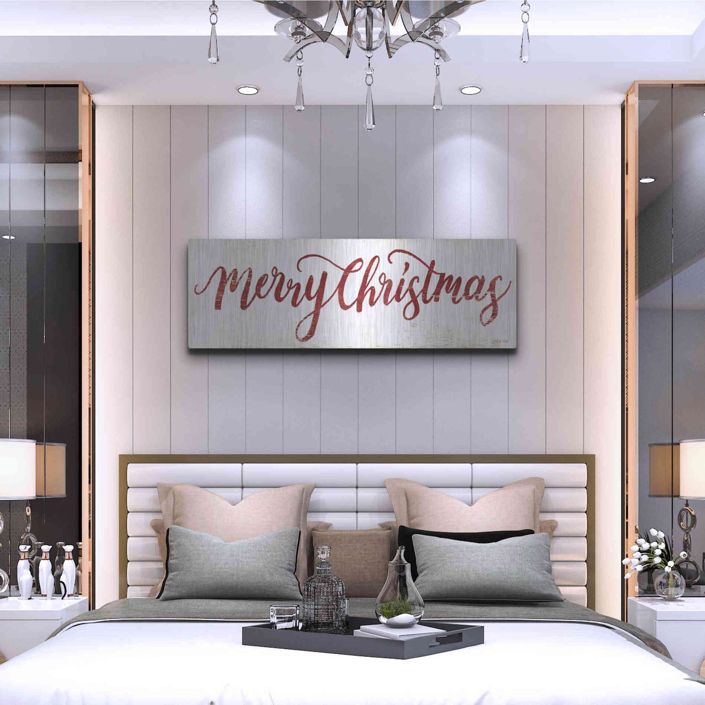 Luxe Metal Art 'Merry Christmas Cursive' by Cindy Jacobs, Metal Wall Art,48x16