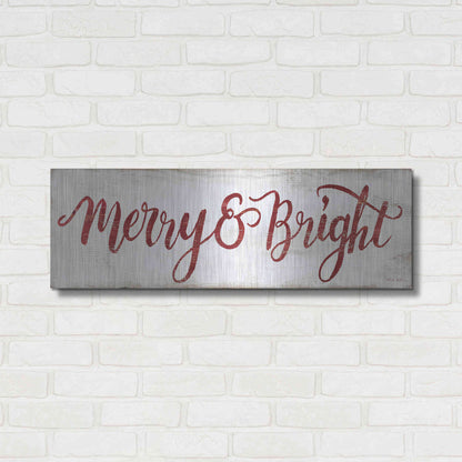 Luxe Metal Art 'Merry & Bright Cursive' by Cindy Jacobs, Metal Wall Art,36x12