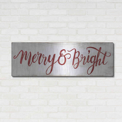 Luxe Metal Art 'Merry & Bright Cursive' by Cindy Jacobs, Metal Wall Art,48x16