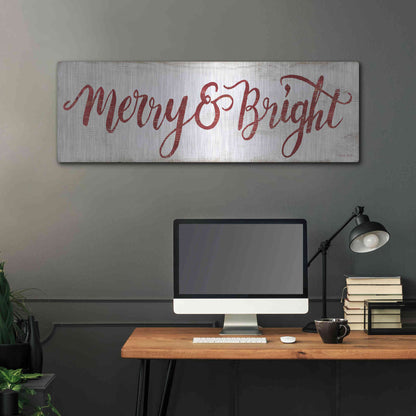 Luxe Metal Art 'Merry & Bright Cursive' by Cindy Jacobs, Metal Wall Art,48x16