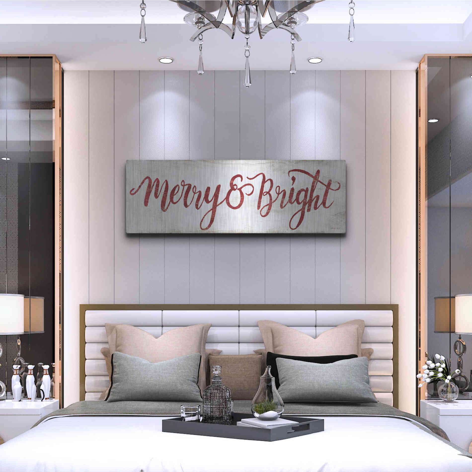 Luxe Metal Art 'Merry & Bright Cursive' by Cindy Jacobs, Metal Wall Art,48x16