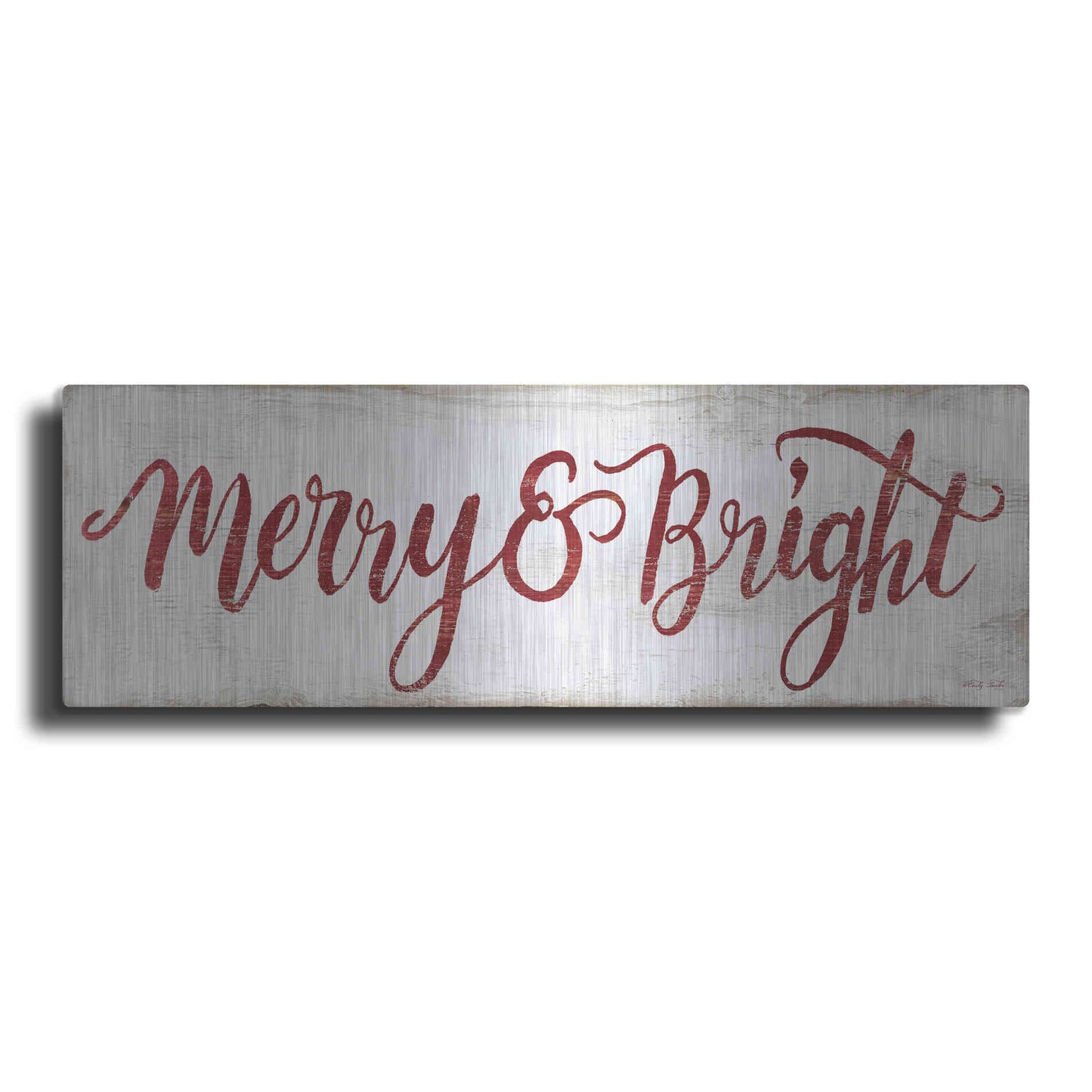 Luxe Metal Art 'Merry & Bright Cursive' by Cindy Jacobs, Metal Wall Art