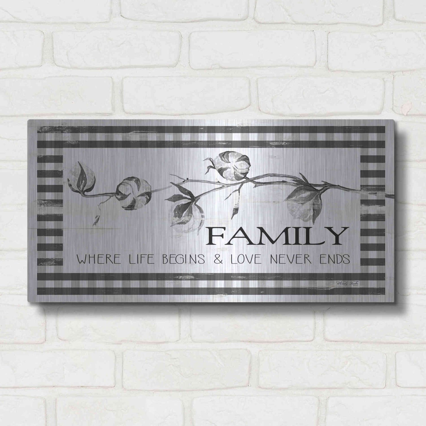 Luxe Metal Art 'Family Plaid' by Cindy Jacobs, Metal Wall Art,24x12