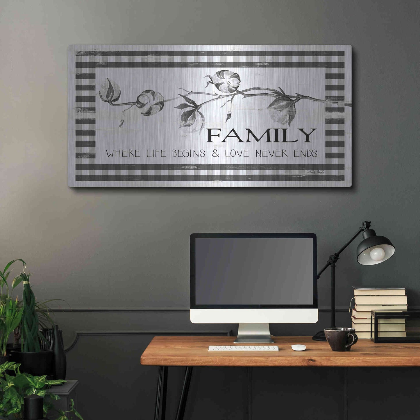 Luxe Metal Art 'Family Plaid' by Cindy Jacobs, Metal Wall Art,48x24