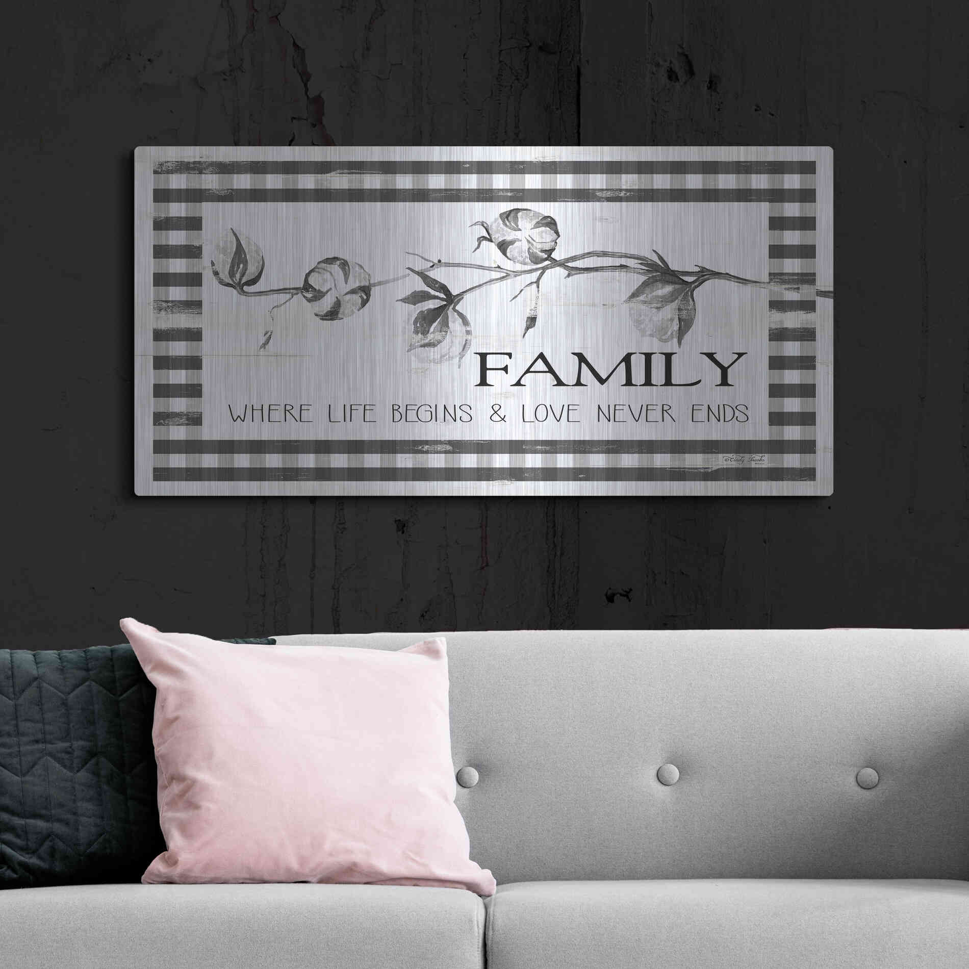 Luxe Metal Art 'Family Plaid' by Cindy Jacobs, Metal Wall Art,48x24