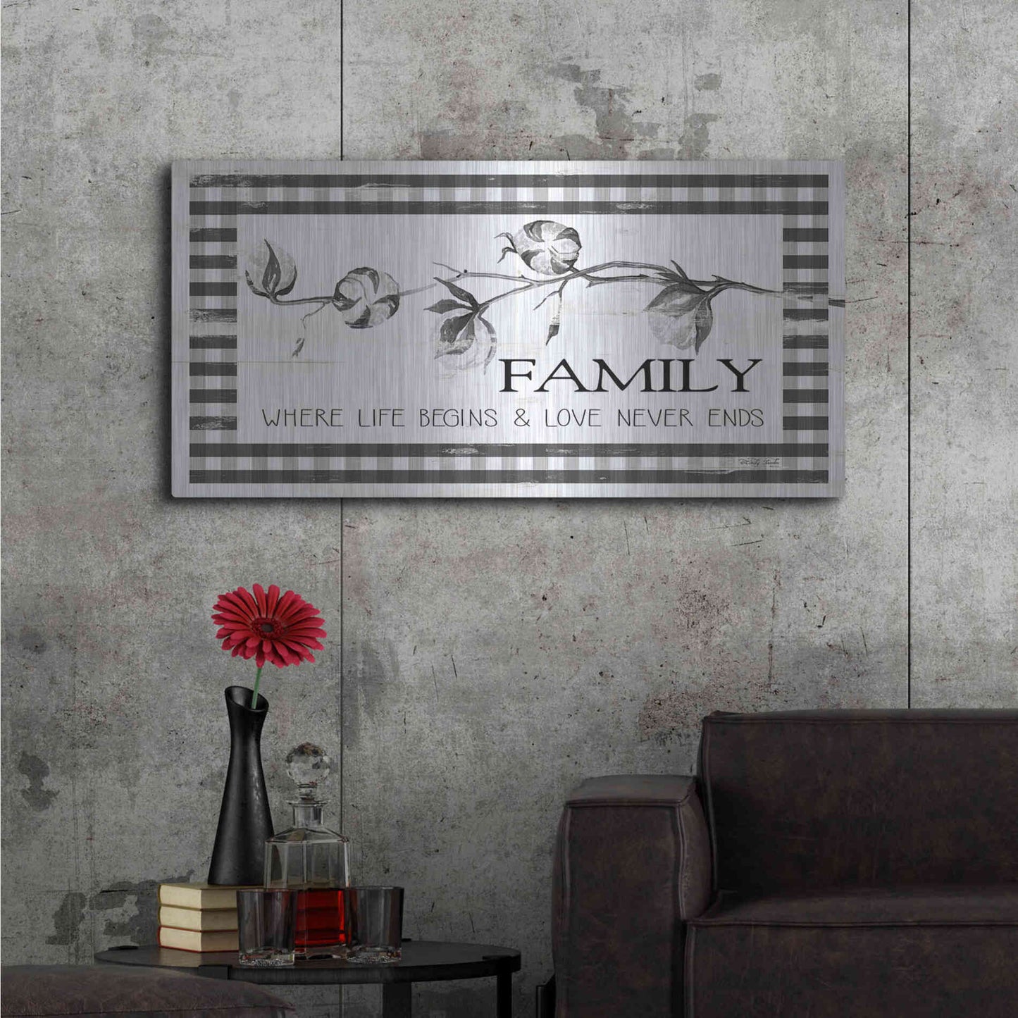 Luxe Metal Art 'Family Plaid' by Cindy Jacobs, Metal Wall Art,48x24