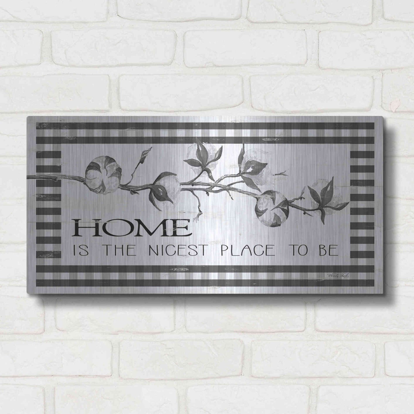 Luxe Metal Art 'Home Plaid' by Cindy Jacobs, Metal Wall Art,24x12
