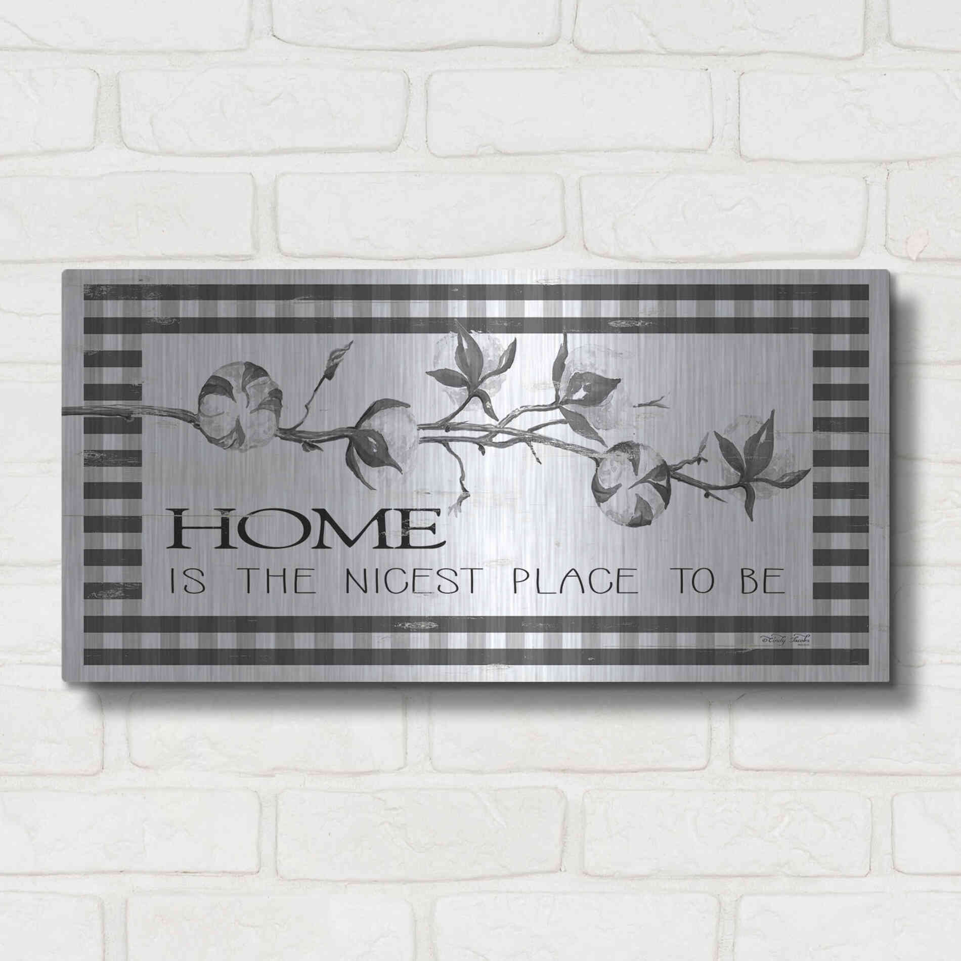 Luxe Metal Art 'Home Plaid' by Cindy Jacobs, Metal Wall Art,24x12