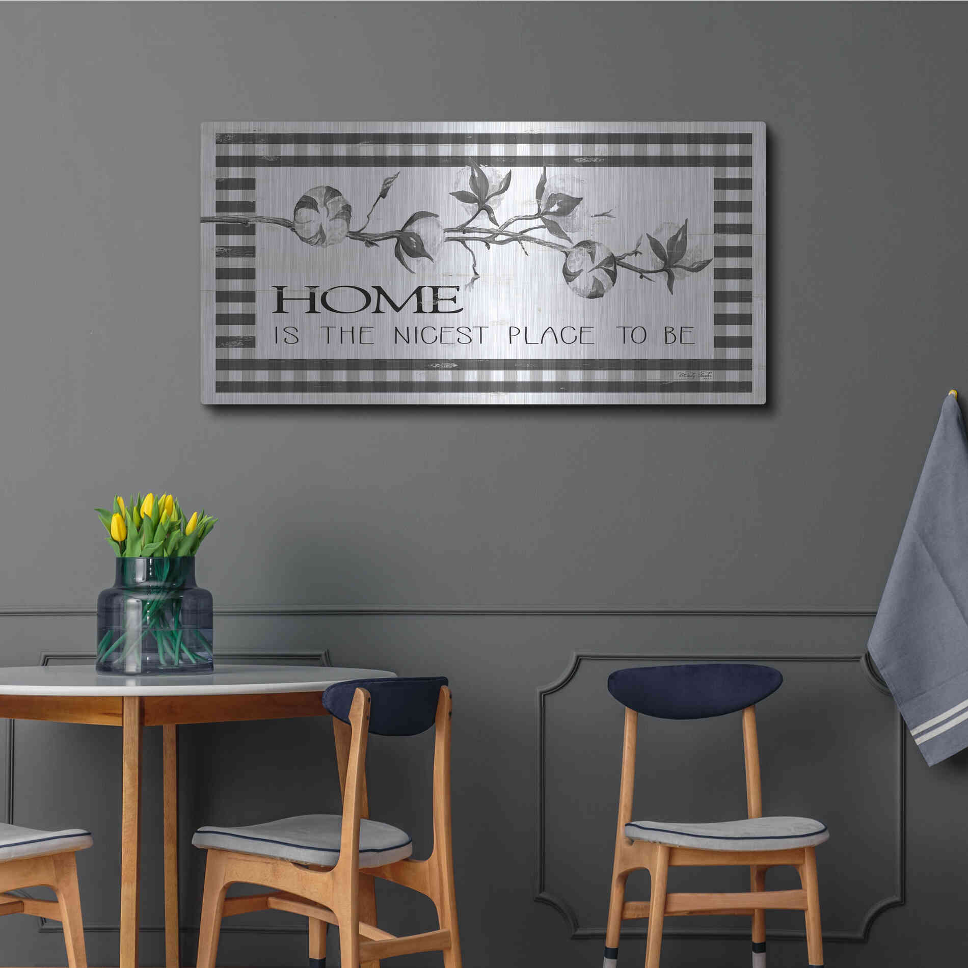 Luxe Metal Art 'Home Plaid' by Cindy Jacobs, Metal Wall Art,48x24