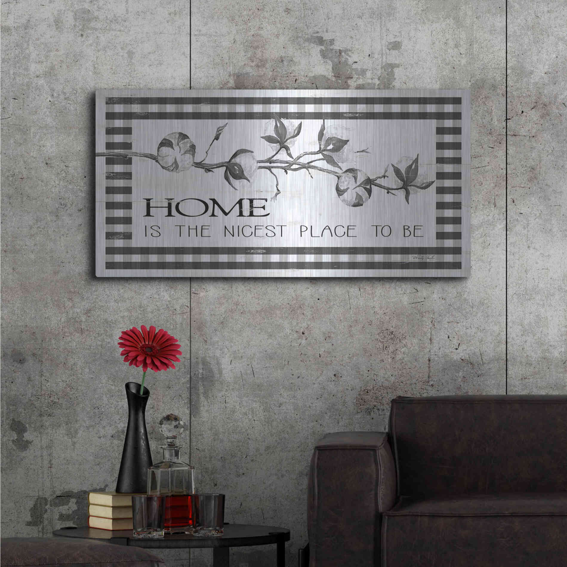 Luxe Metal Art 'Home Plaid' by Cindy Jacobs, Metal Wall Art,48x24