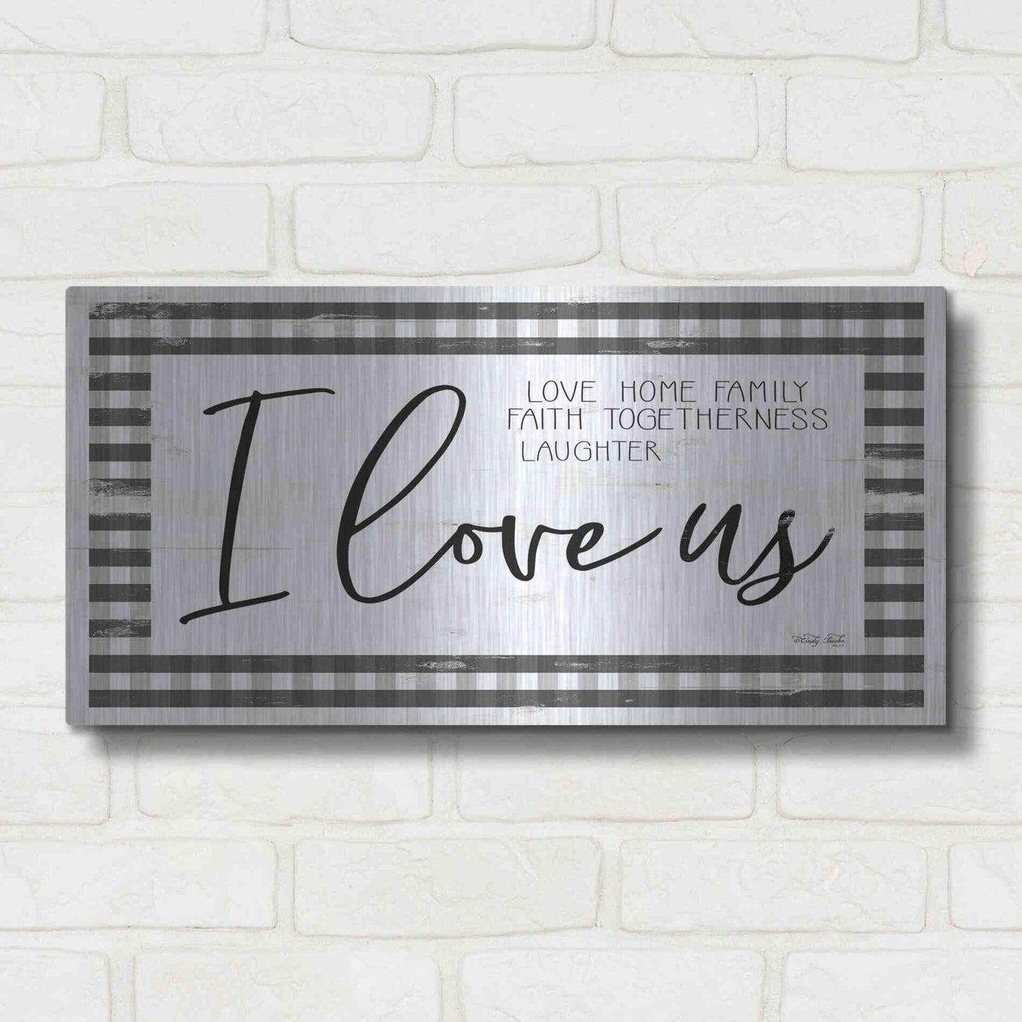 Luxe Metal Art 'I Love Us' by Cindy Jacobs, Metal Wall Art,24x12