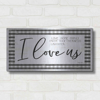 Luxe Metal Art 'I Love Us' by Cindy Jacobs, Metal Wall Art,24x12