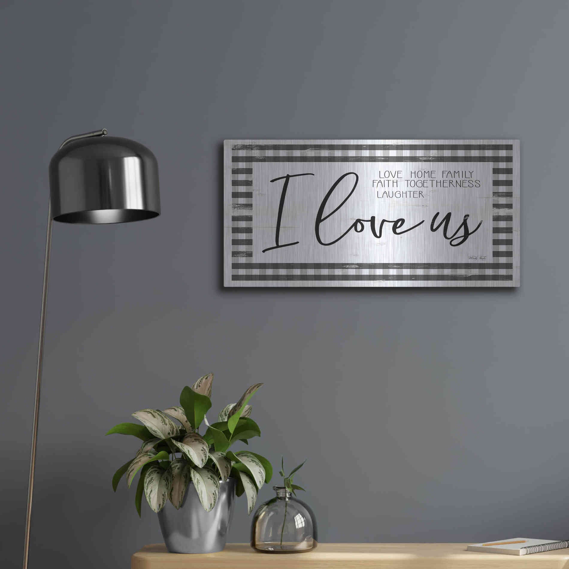 Luxe Metal Art 'I Love Us' by Cindy Jacobs, Metal Wall Art,24x12