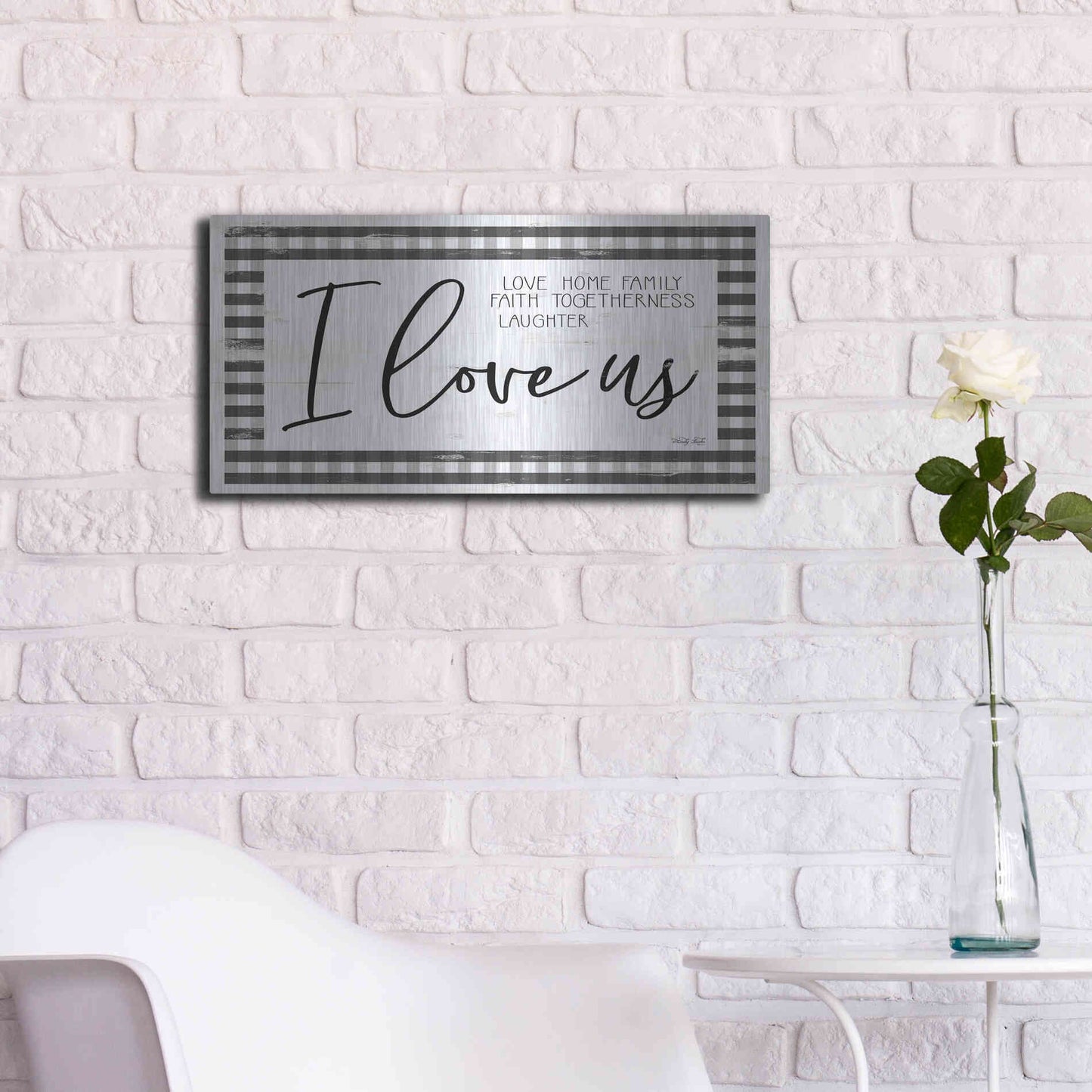 Luxe Metal Art 'I Love Us' by Cindy Jacobs, Metal Wall Art,24x12