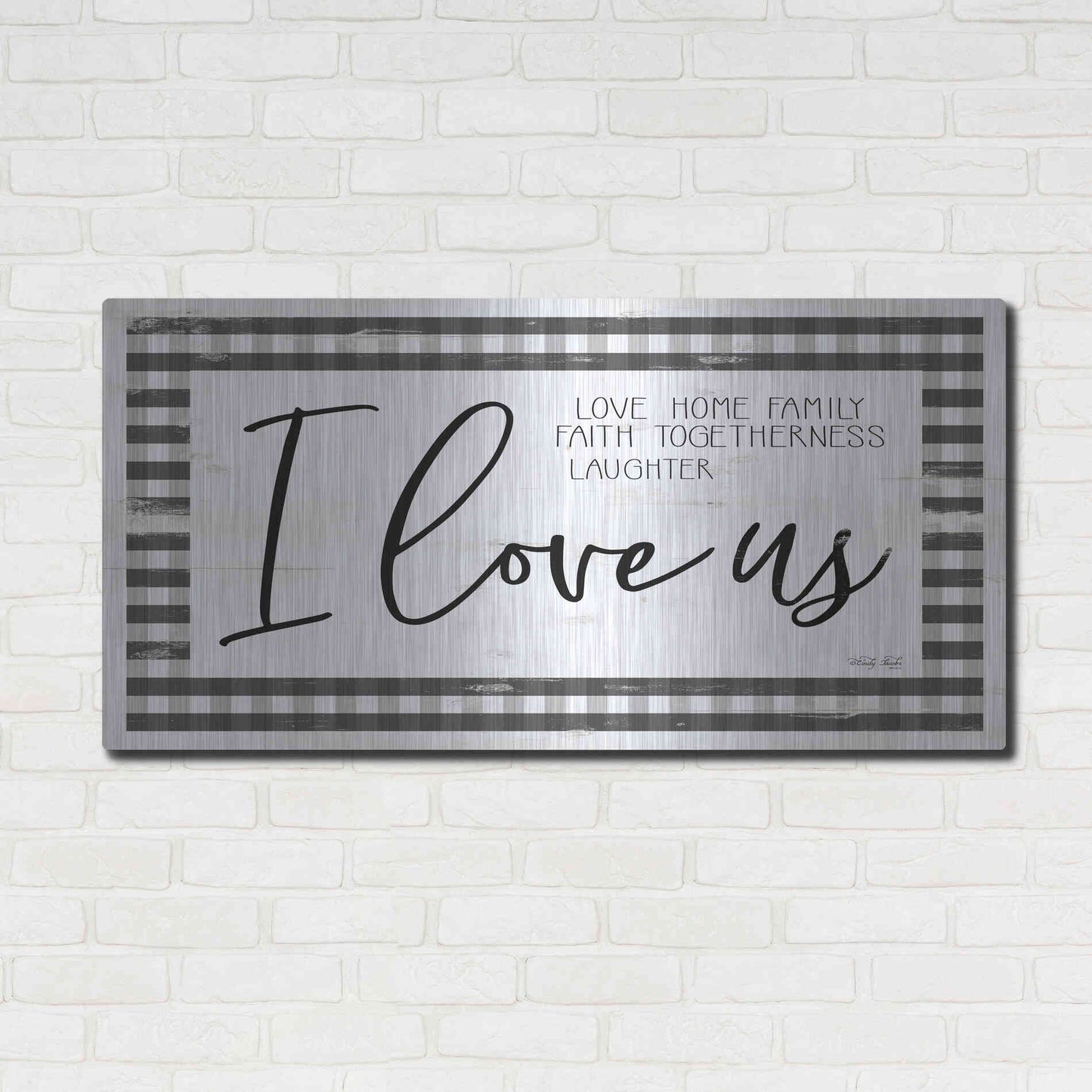 Luxe Metal Art 'I Love Us' by Cindy Jacobs, Metal Wall Art,48x24