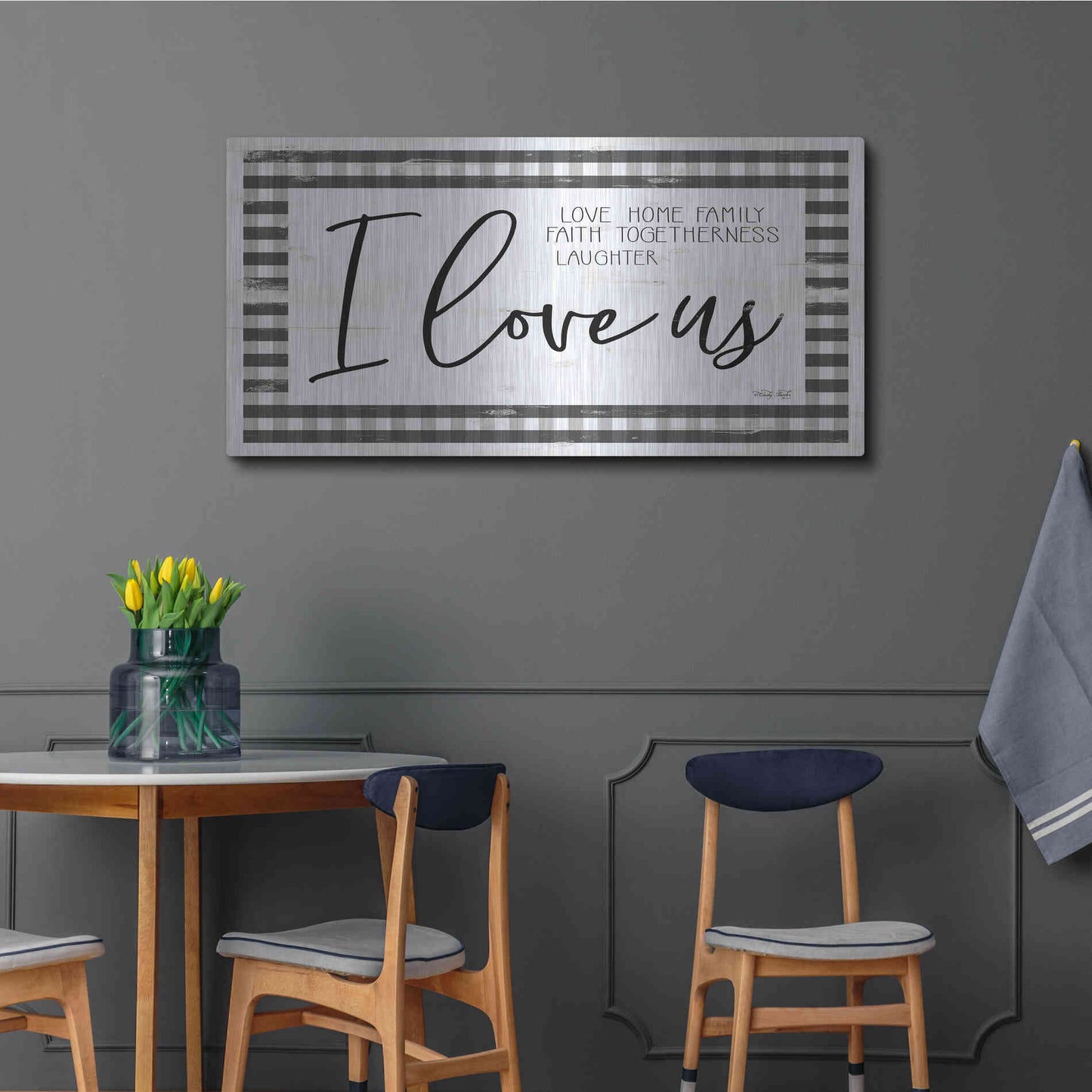 Luxe Metal Art 'I Love Us' by Cindy Jacobs, Metal Wall Art,48x24