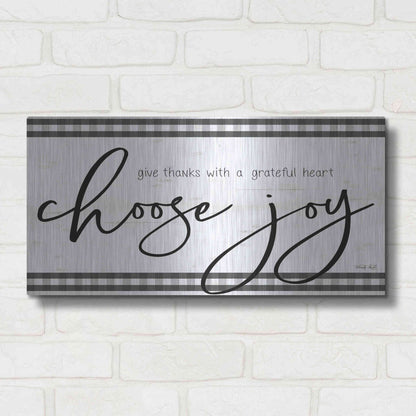 Luxe Metal Art 'Choose Joy Plaid' by Cindy Jacobs, Metal Wall Art,24x12