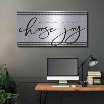 Luxe Metal Art 'Choose Joy Plaid' by Cindy Jacobs, Metal Wall Art,48x24