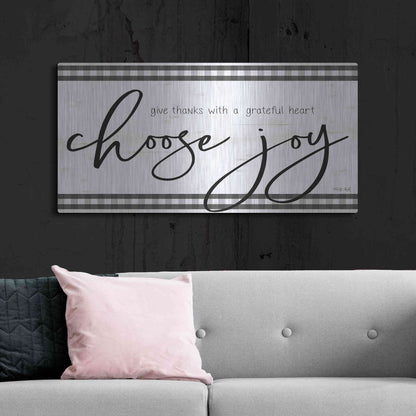 Luxe Metal Art 'Choose Joy Plaid' by Cindy Jacobs, Metal Wall Art,48x24