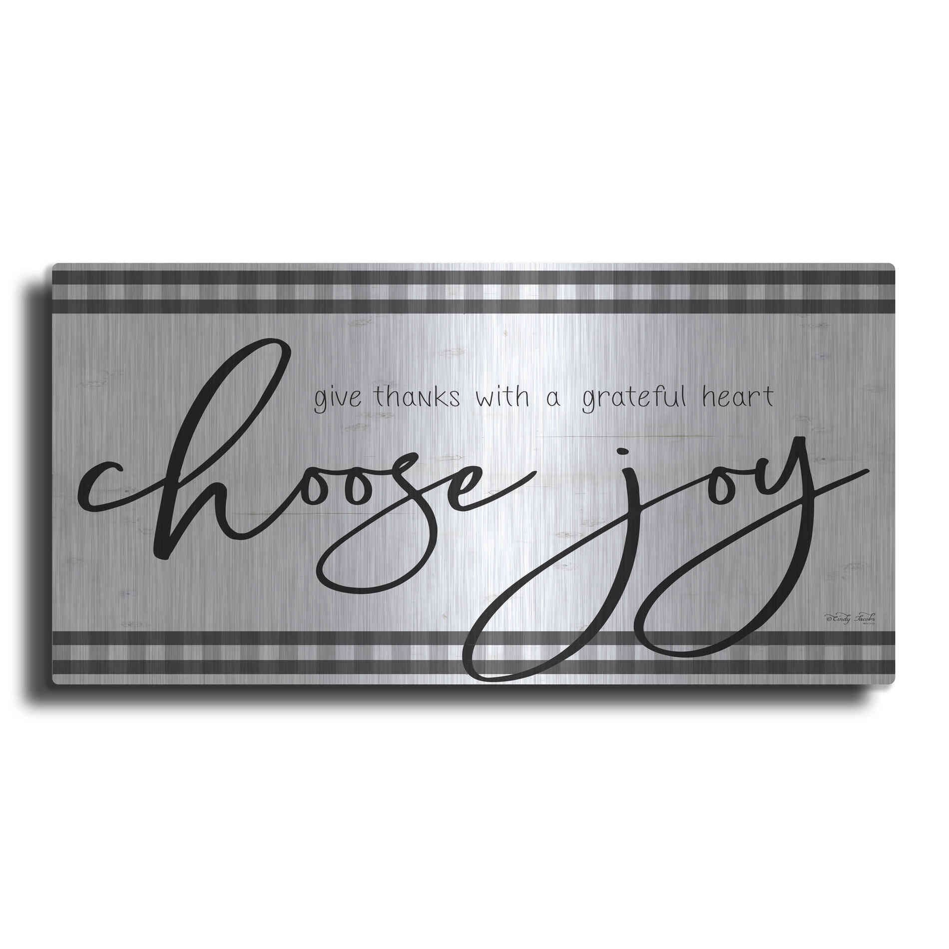 Luxe Metal Art 'Choose Joy Plaid' by Cindy Jacobs, Metal Wall Art
