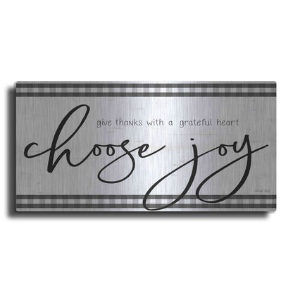 Luxe Metal Art 'Choose Joy Plaid' by Cindy Jacobs, Metal Wall Art