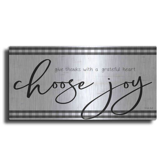 Luxe Metal Art 'Choose Joy Plaid' by Cindy Jacobs, Metal Wall Art