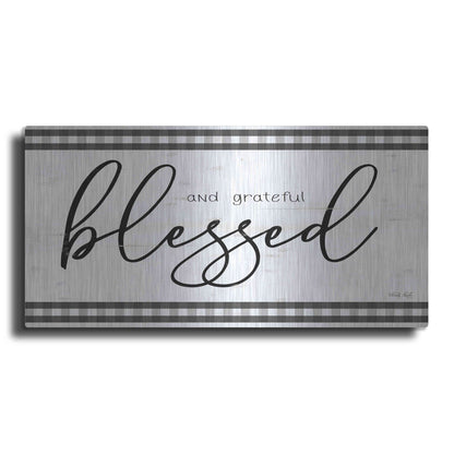 Luxe Metal Art 'Blessed and Grateful Plaid' by Cindy Jacobs, Metal Wall Art