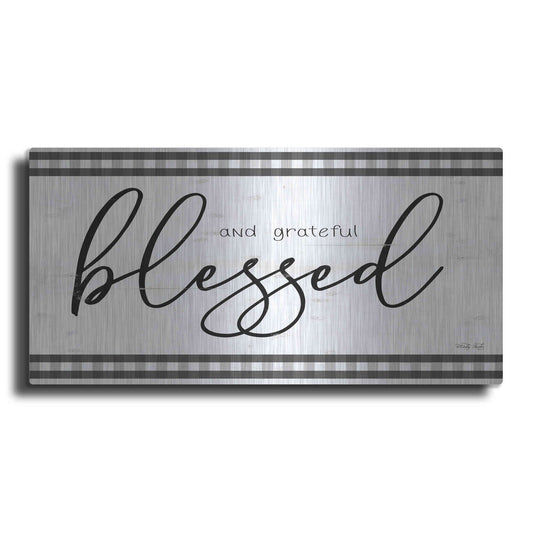 Luxe Metal Art 'Blessed and Grateful Plaid' by Cindy Jacobs, Metal Wall Art