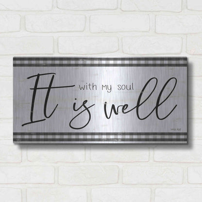 Luxe Metal Art 'It is Well Plaid' by Cindy Jacobs, Metal Wall Art,24x12