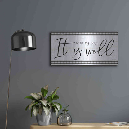 Luxe Metal Art 'It is Well Plaid' by Cindy Jacobs, Metal Wall Art,24x12
