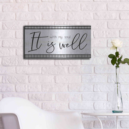 Luxe Metal Art 'It is Well Plaid' by Cindy Jacobs, Metal Wall Art,24x12