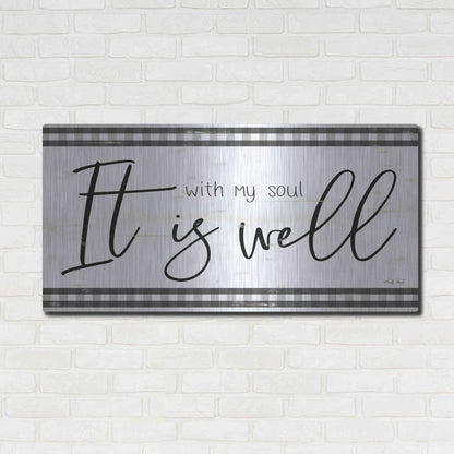 Luxe Metal Art 'It is Well Plaid' by Cindy Jacobs, Metal Wall Art,48x24