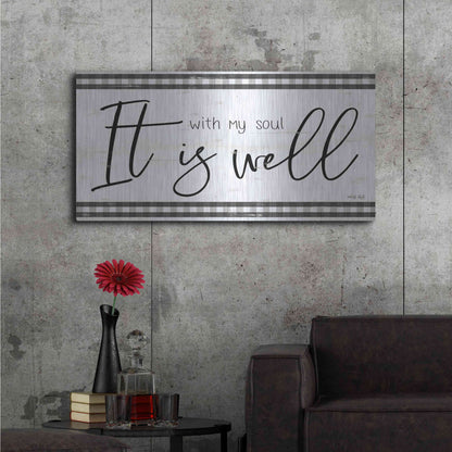 Luxe Metal Art 'It is Well Plaid' by Cindy Jacobs, Metal Wall Art,48x24