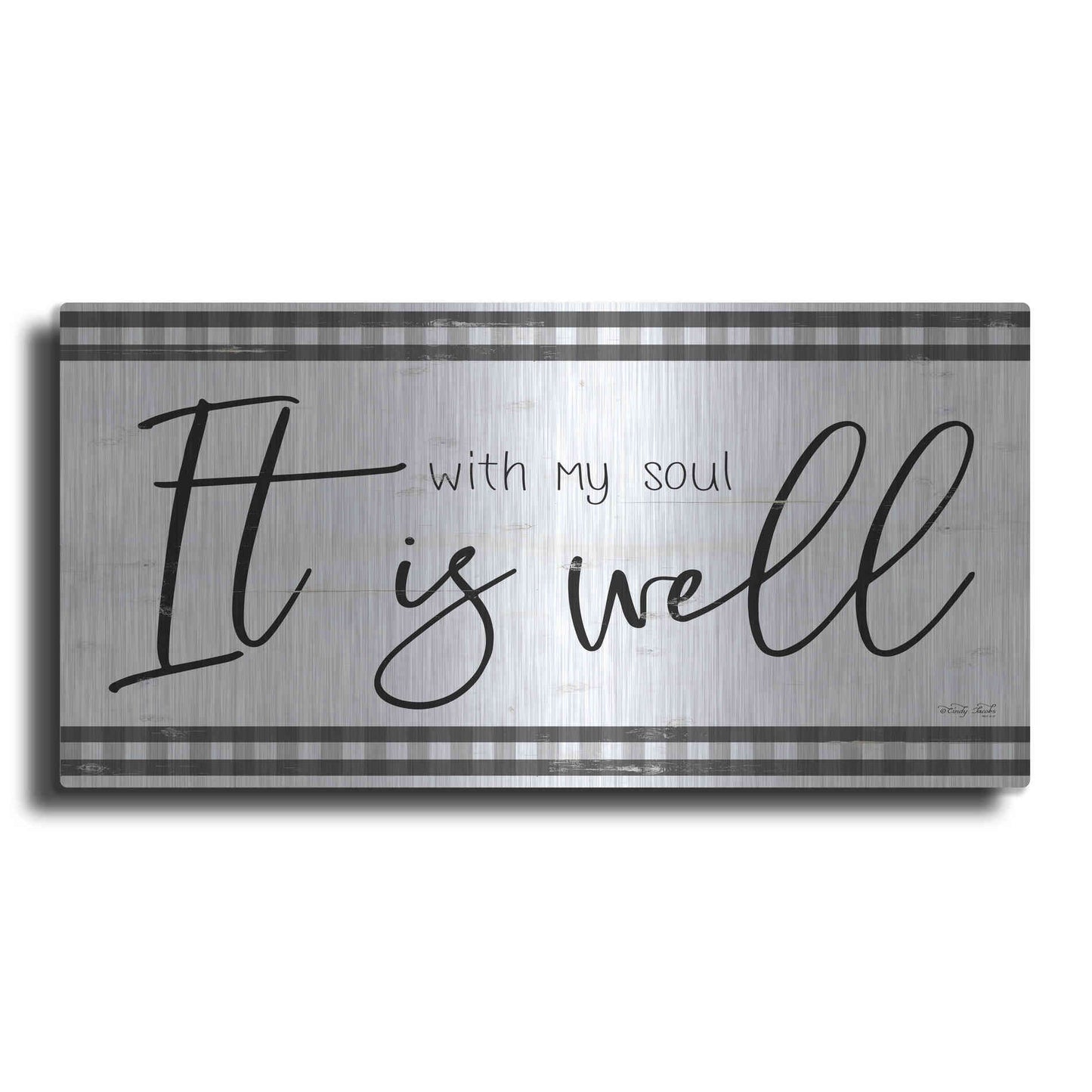 Luxe Metal Art 'It is Well Plaid' by Cindy Jacobs, Metal Wall Art