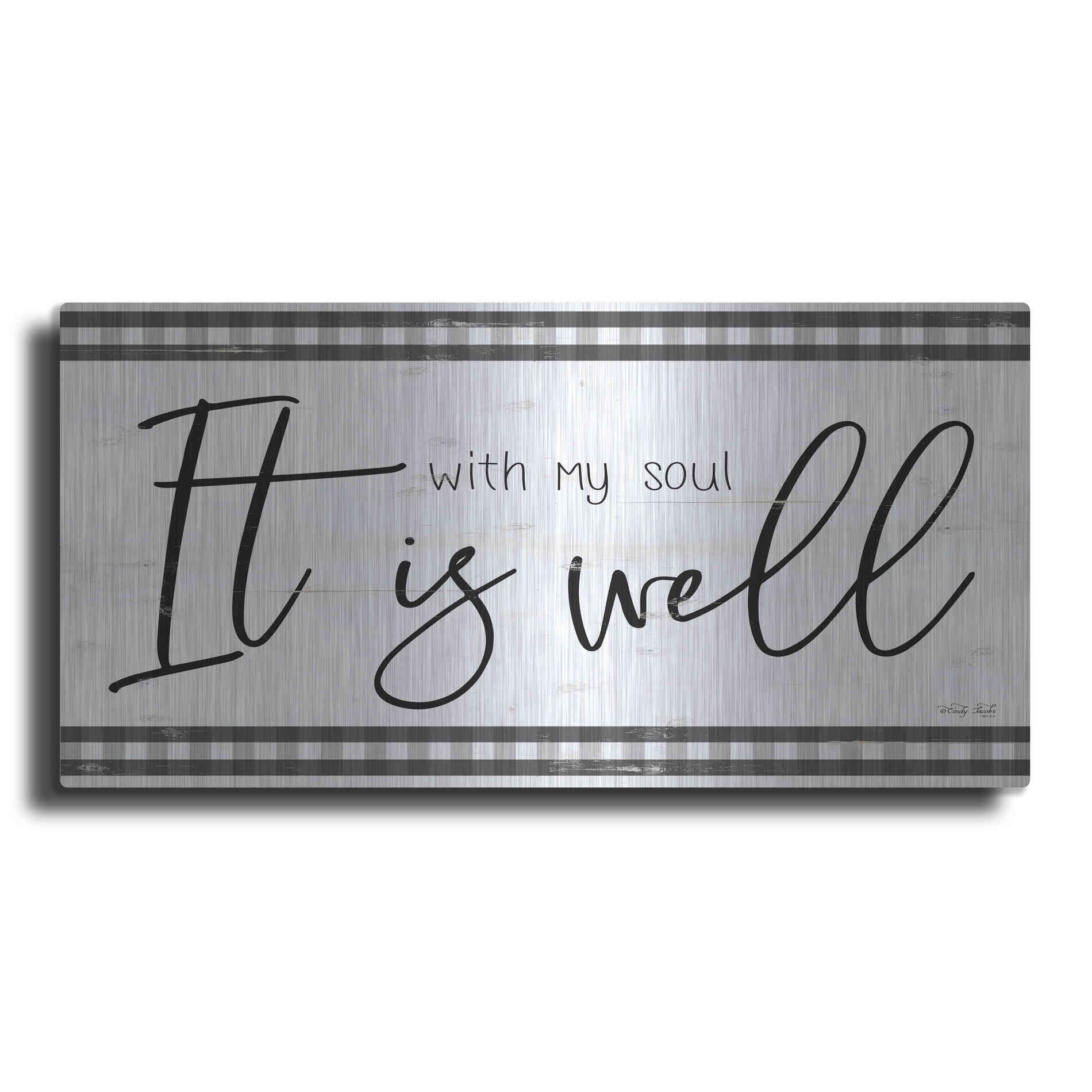 Luxe Metal Art 'It is Well Plaid' by Cindy Jacobs, Metal Wall Art