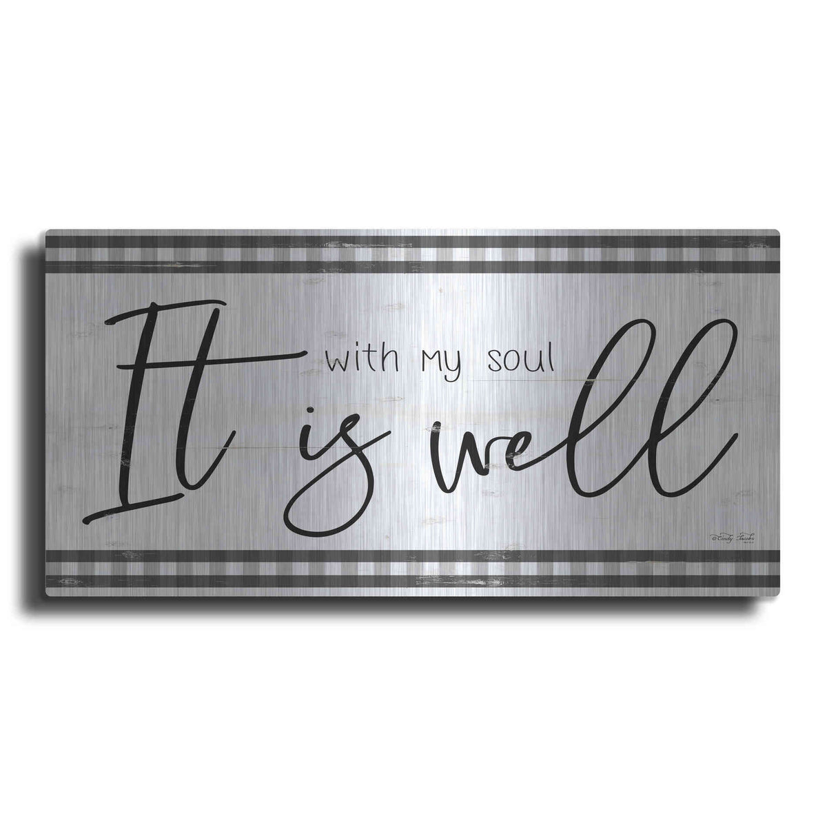 Luxe Metal Art 'It is Well Plaid' by Cindy Jacobs, Metal Wall Art