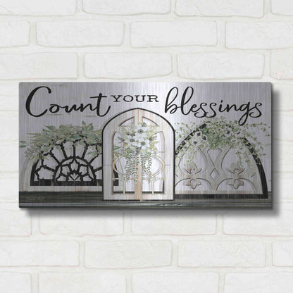 Luxe Metal Art 'Count Your Blessings' by Cindy Jacobs, Metal Wall Art,24x12
