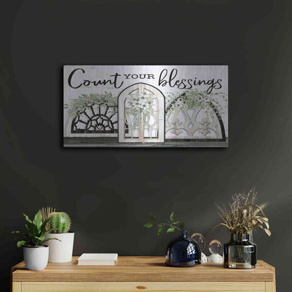Luxe Metal Art 'Count Your Blessings' by Cindy Jacobs, Metal Wall Art,24x12