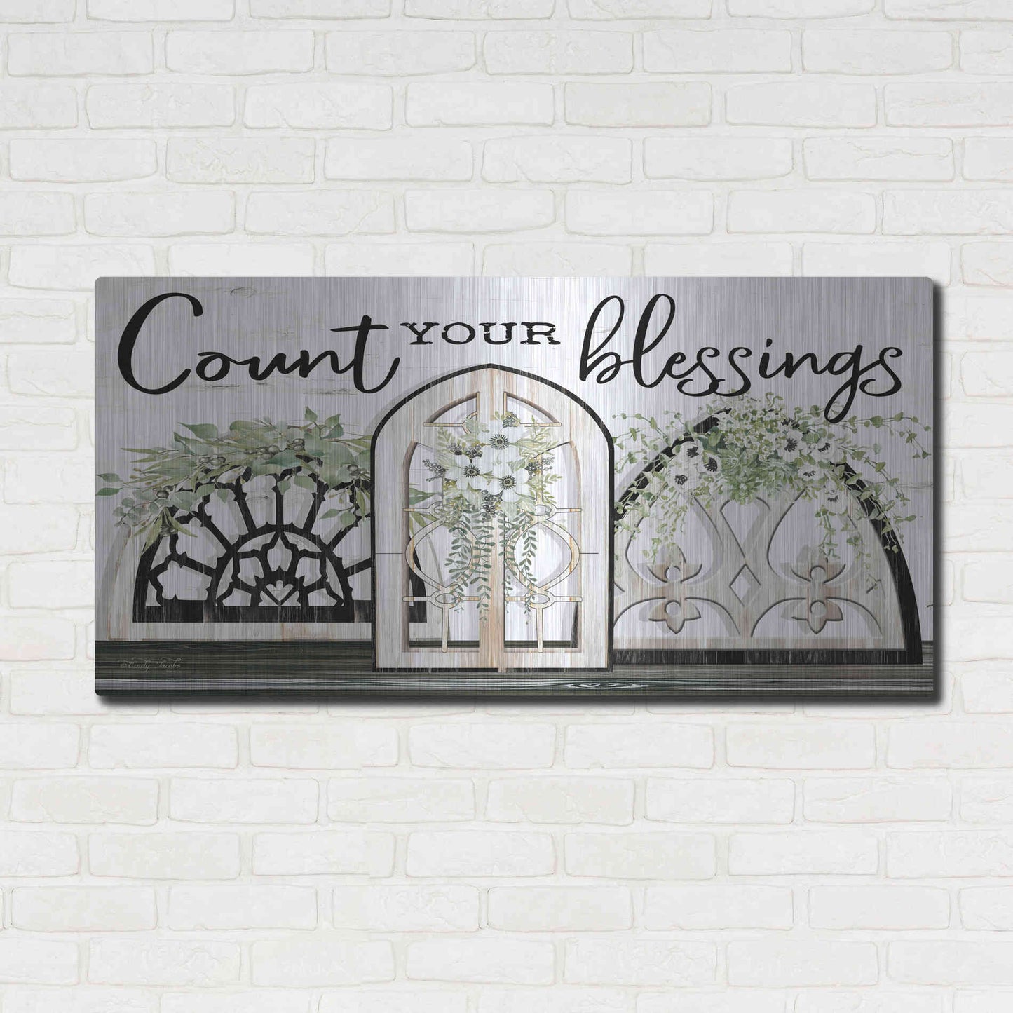 Luxe Metal Art 'Count Your Blessings' by Cindy Jacobs, Metal Wall Art,48x24