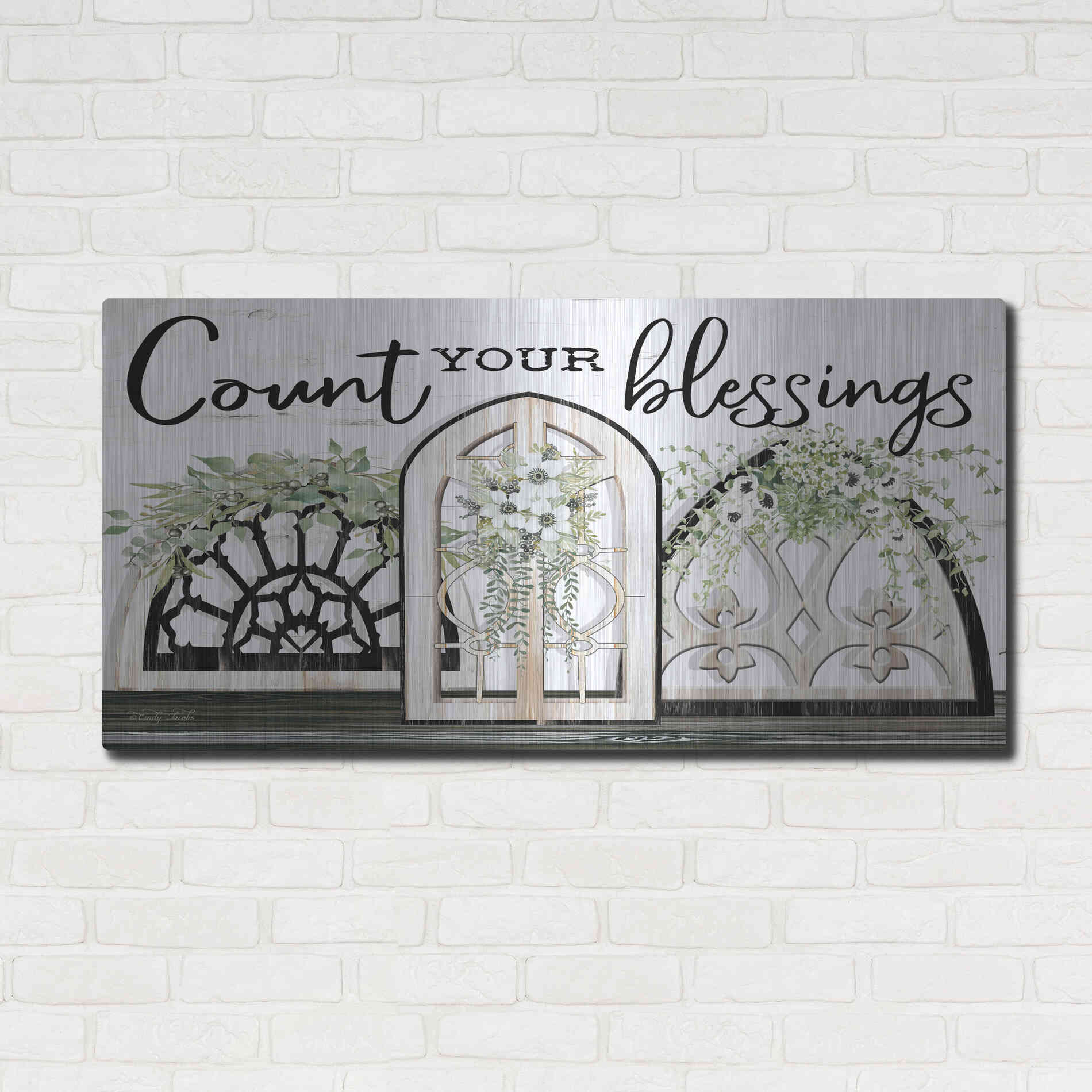 Luxe Metal Art 'Count Your Blessings' by Cindy Jacobs, Metal Wall Art,48x24