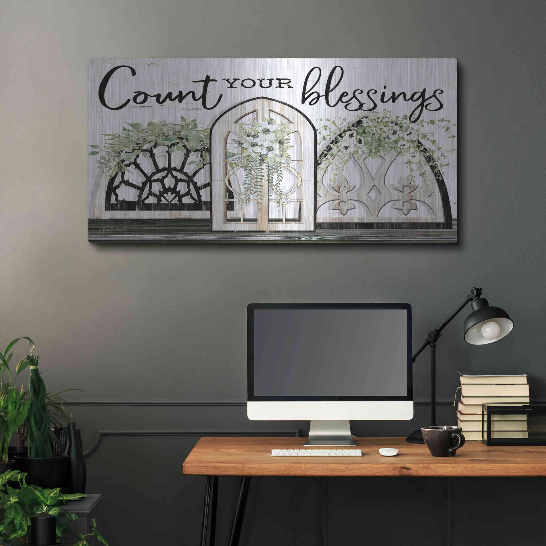 Luxe Metal Art 'Count Your Blessings' by Cindy Jacobs, Metal Wall Art,48x24