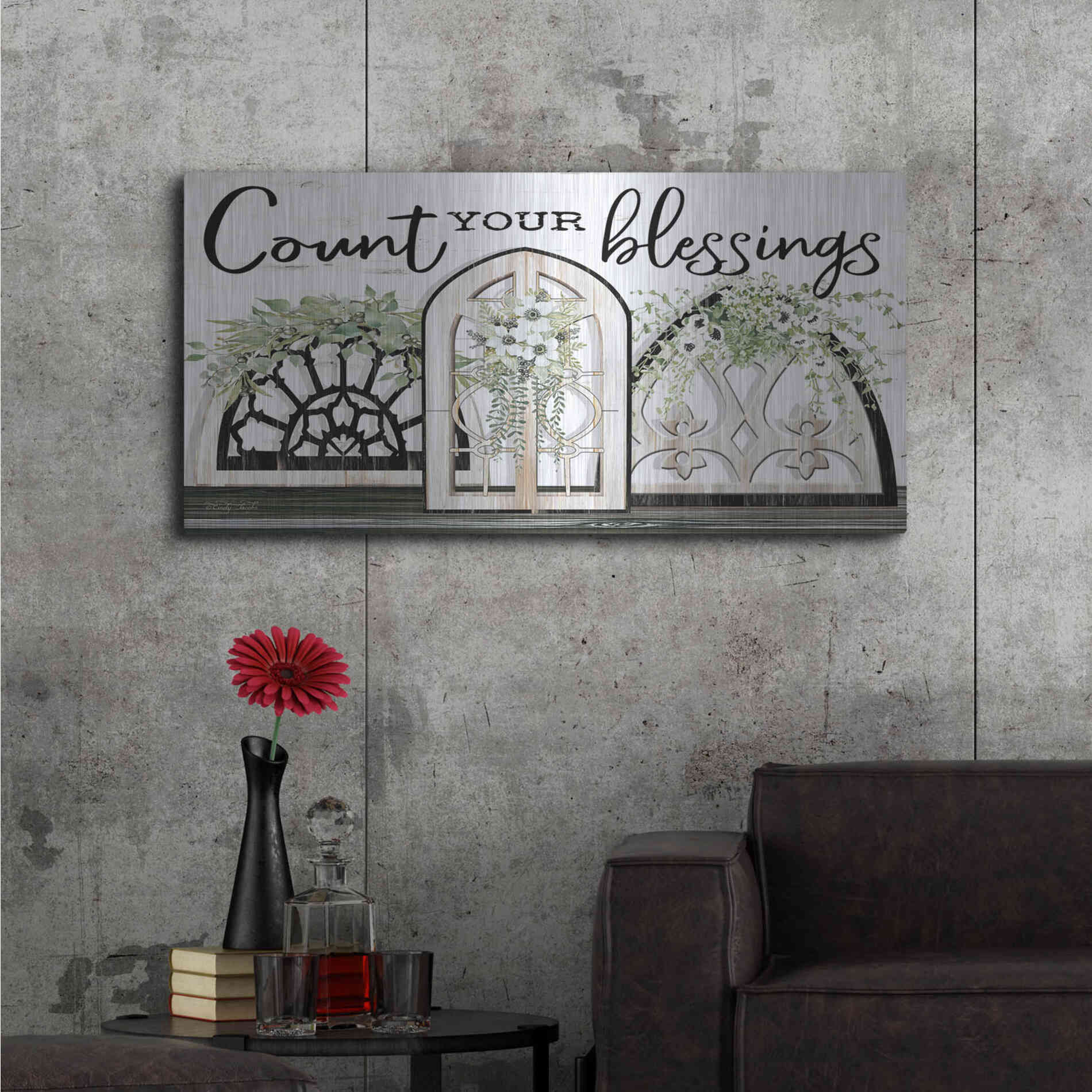 Luxe Metal Art 'Count Your Blessings' by Cindy Jacobs, Metal Wall Art,48x24
