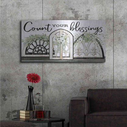 Luxe Metal Art 'Count Your Blessings' by Cindy Jacobs, Metal Wall Art,48x24