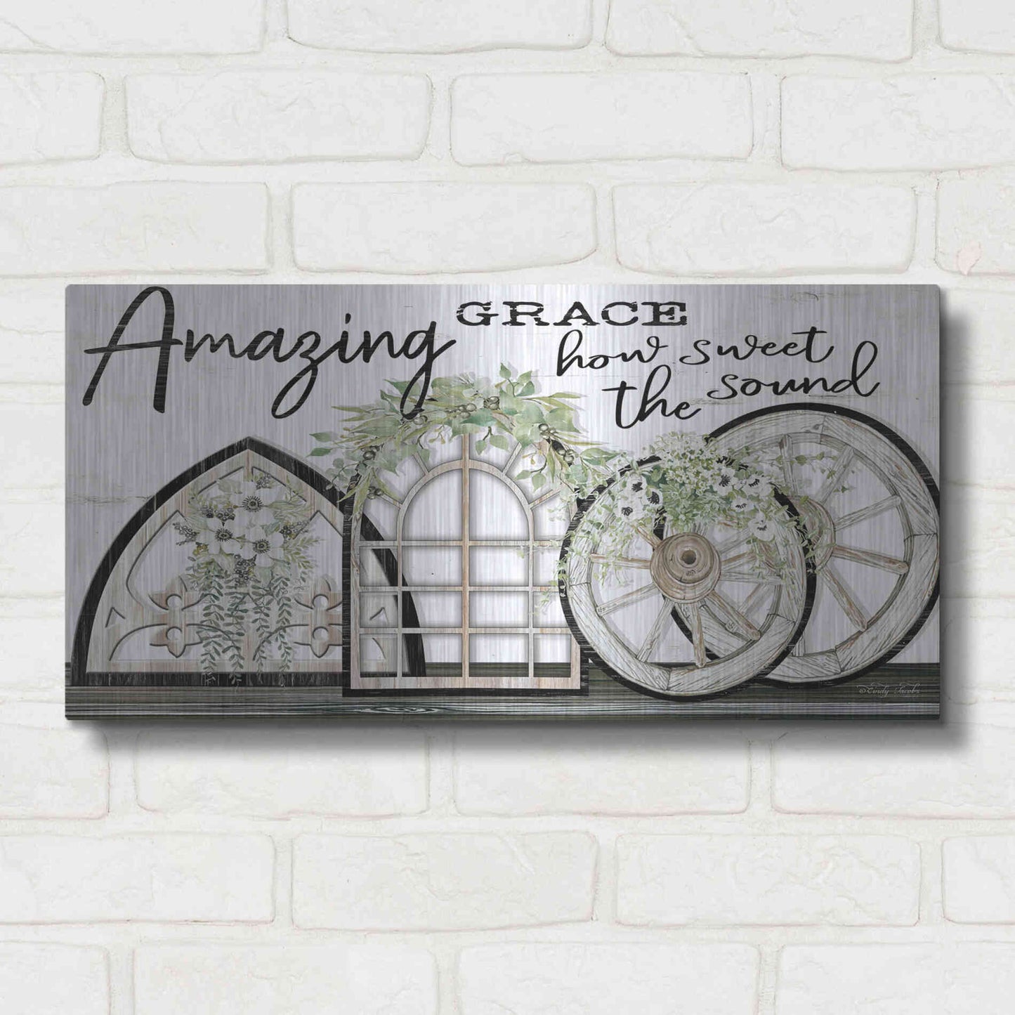Luxe Metal Art 'Amazing Grace' by Cindy Jacobs, Metal Wall Art,24x12