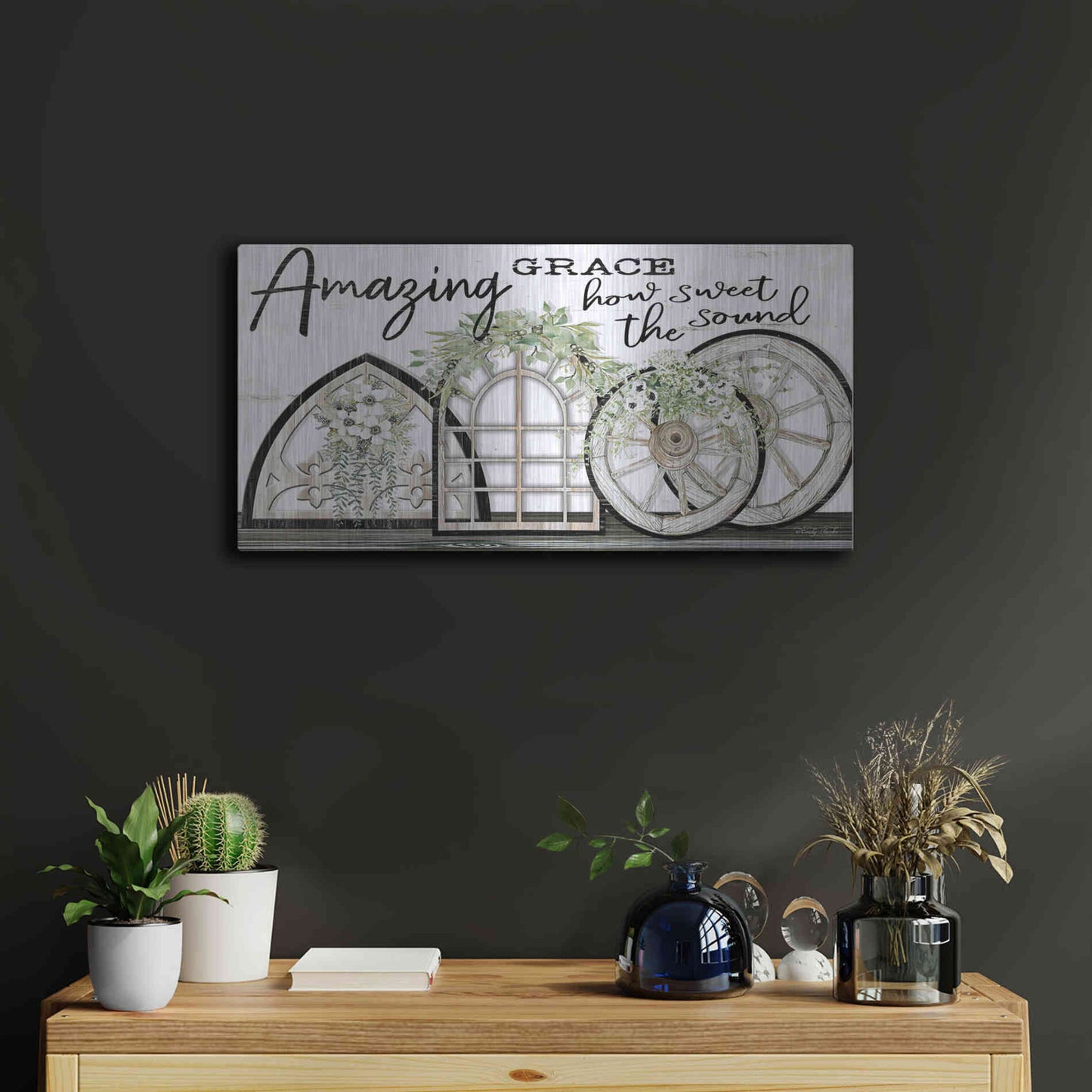 Luxe Metal Art 'Amazing Grace' by Cindy Jacobs, Metal Wall Art,24x12