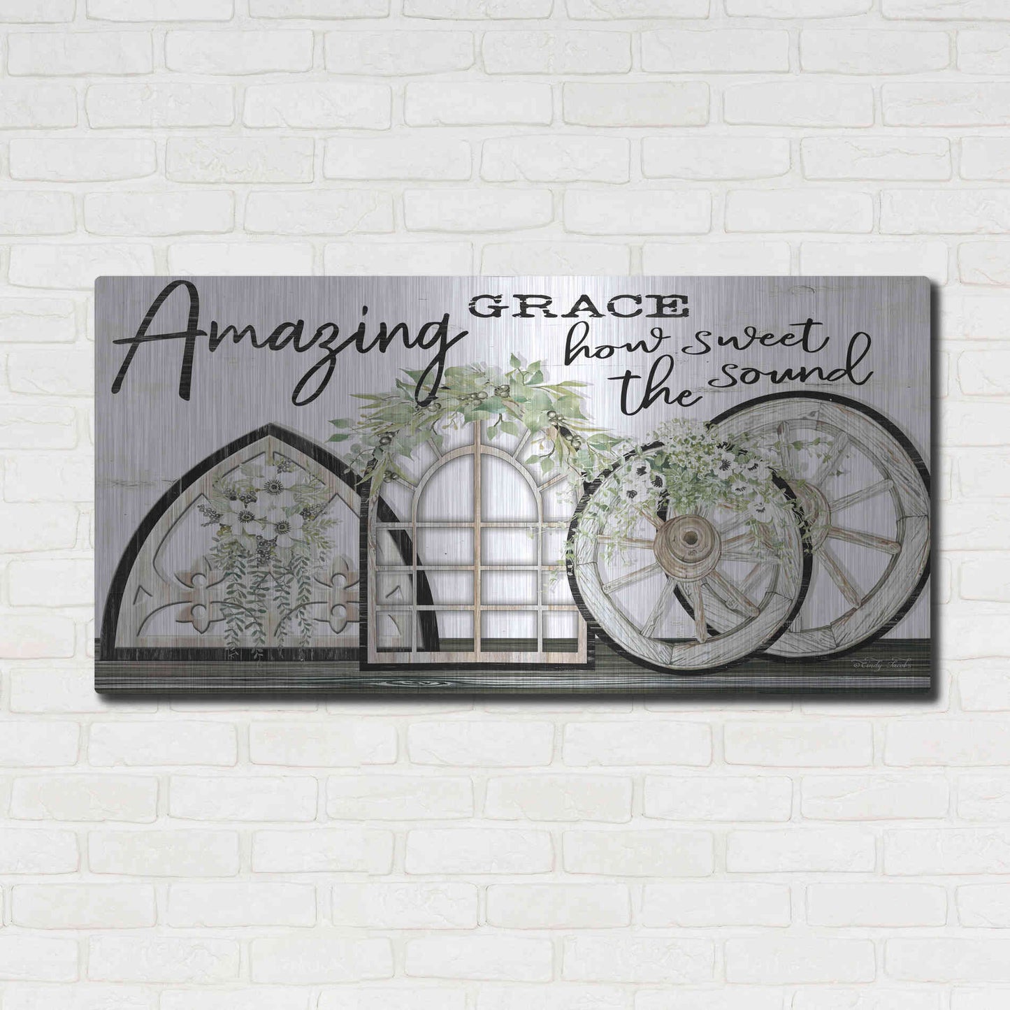 Luxe Metal Art 'Amazing Grace' by Cindy Jacobs, Metal Wall Art,48x24