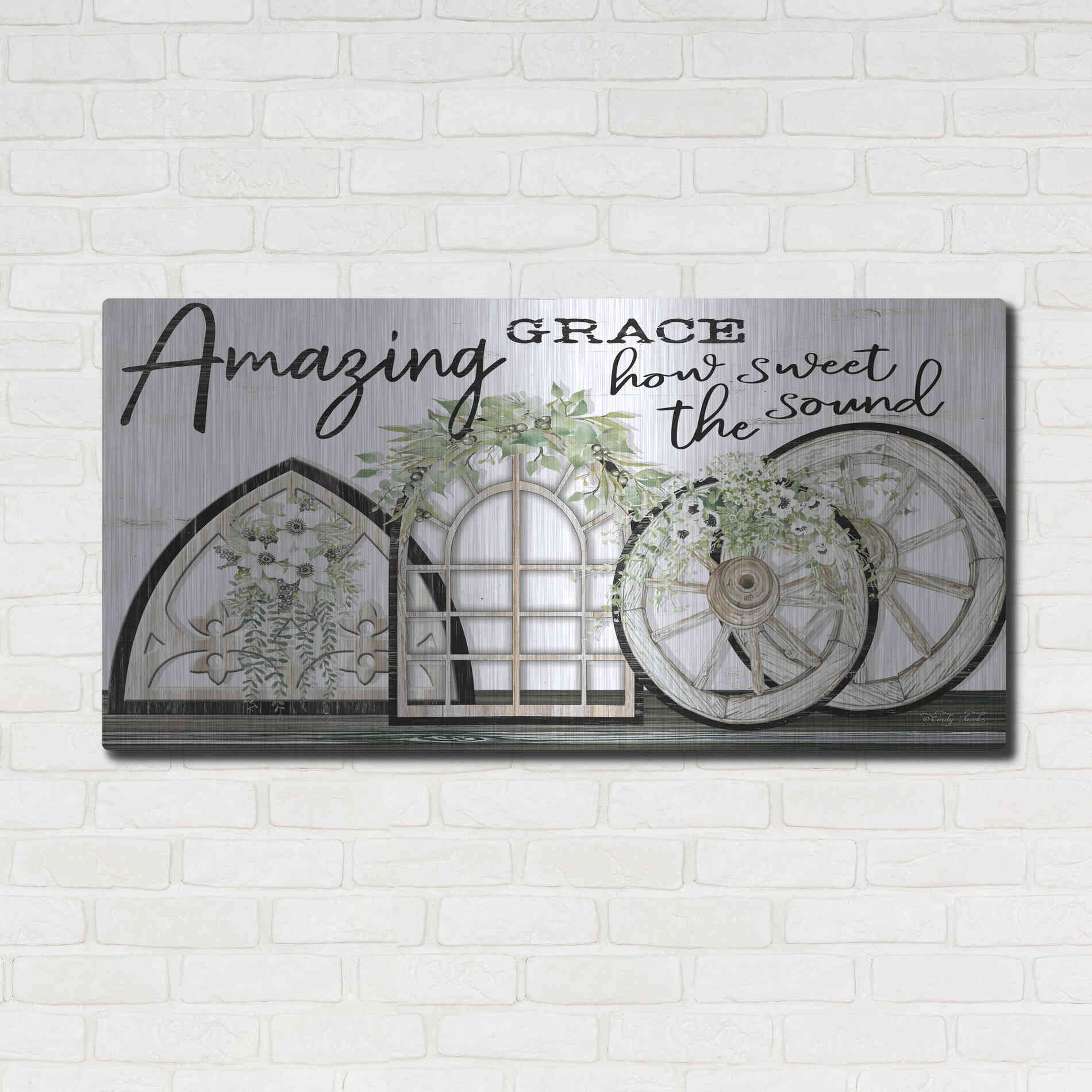 Luxe Metal Art 'Amazing Grace' by Cindy Jacobs, Metal Wall Art,48x24