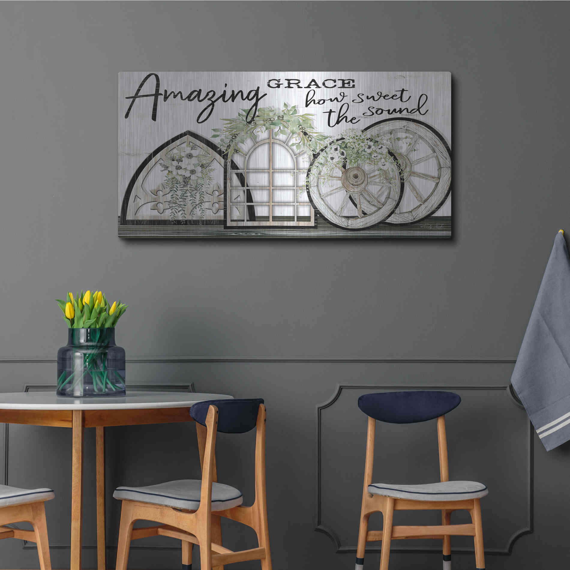 Luxe Metal Art 'Amazing Grace' by Cindy Jacobs, Metal Wall Art,48x24