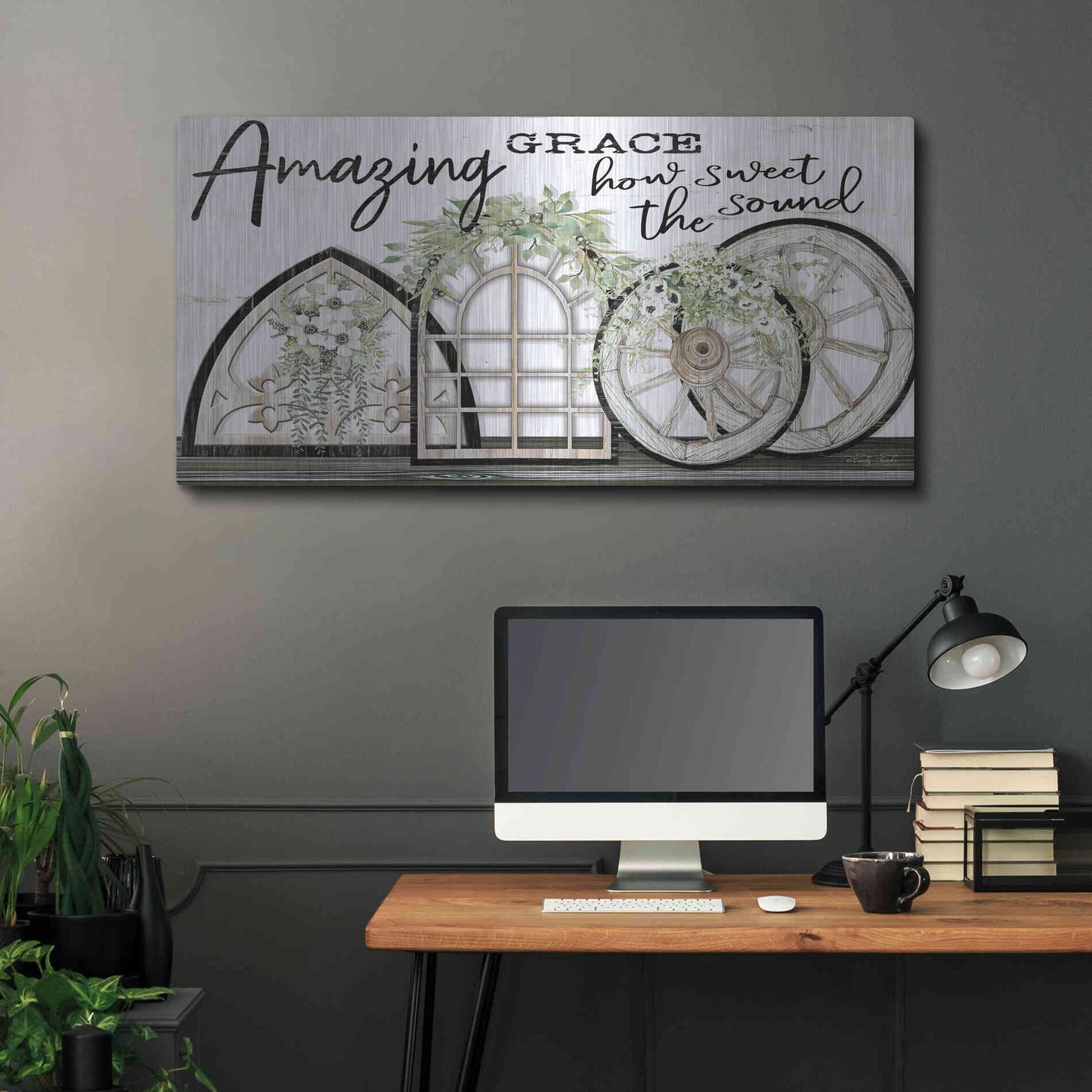 Luxe Metal Art 'Amazing Grace' by Cindy Jacobs, Metal Wall Art,48x24