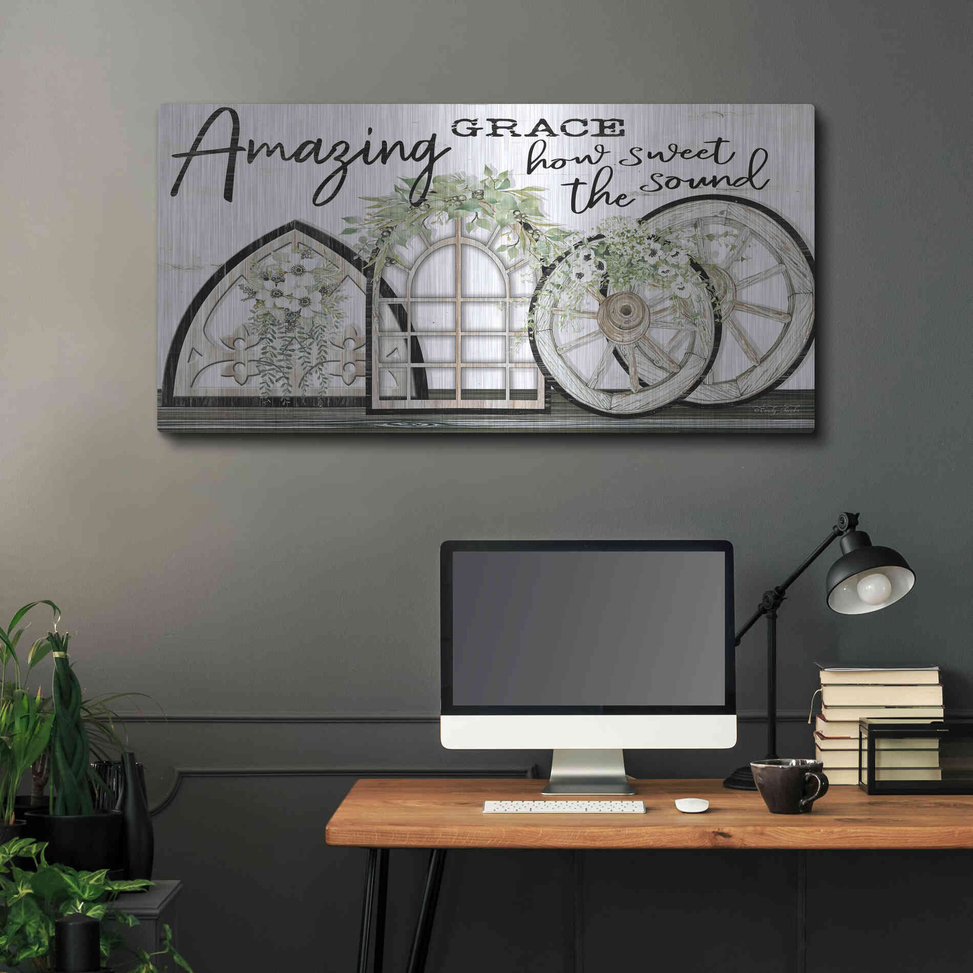 Luxe Metal Art 'Amazing Grace' by Cindy Jacobs, Metal Wall Art,48x24